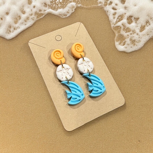 Beach Themed Dangle Earrings- Polymer Clay - Picture 2 of 3